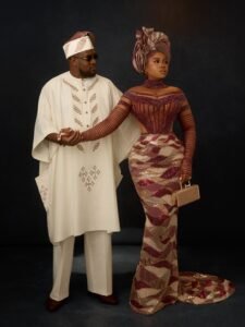 Veekee James Stuns in Wine-Red Corset Dress at Zlatan Ibile’s Traditional Wedding