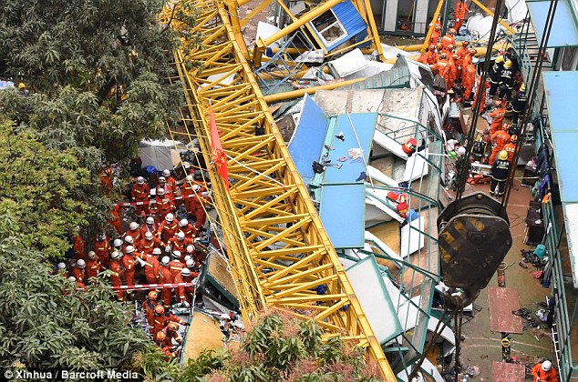 Crane collapses on construction site